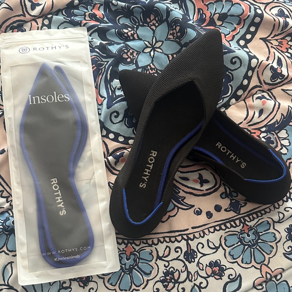 Rothy's Black Flats with extra insoles